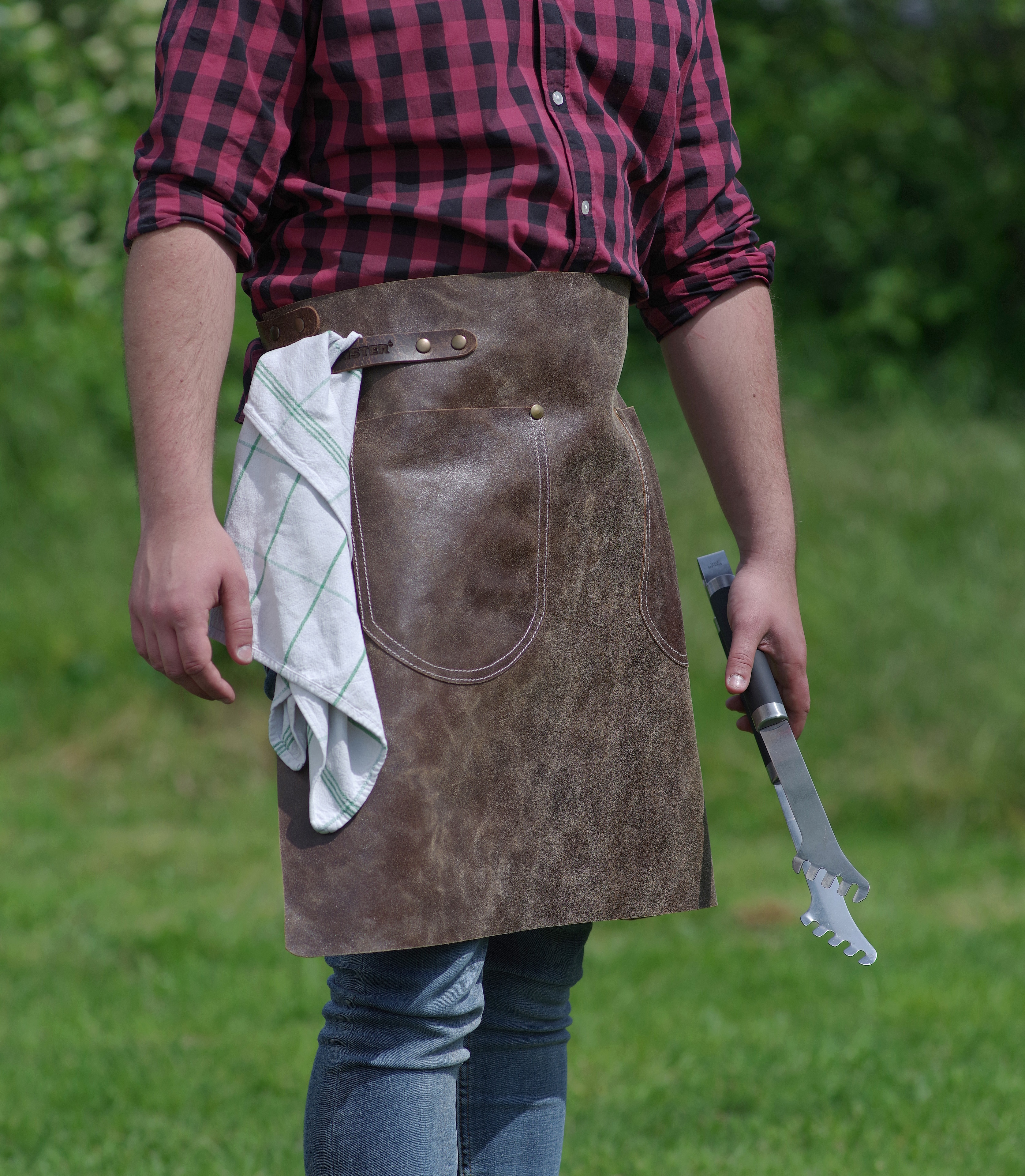 Feuermeister® Premium Hüftschürze | Antikleder | cognac
