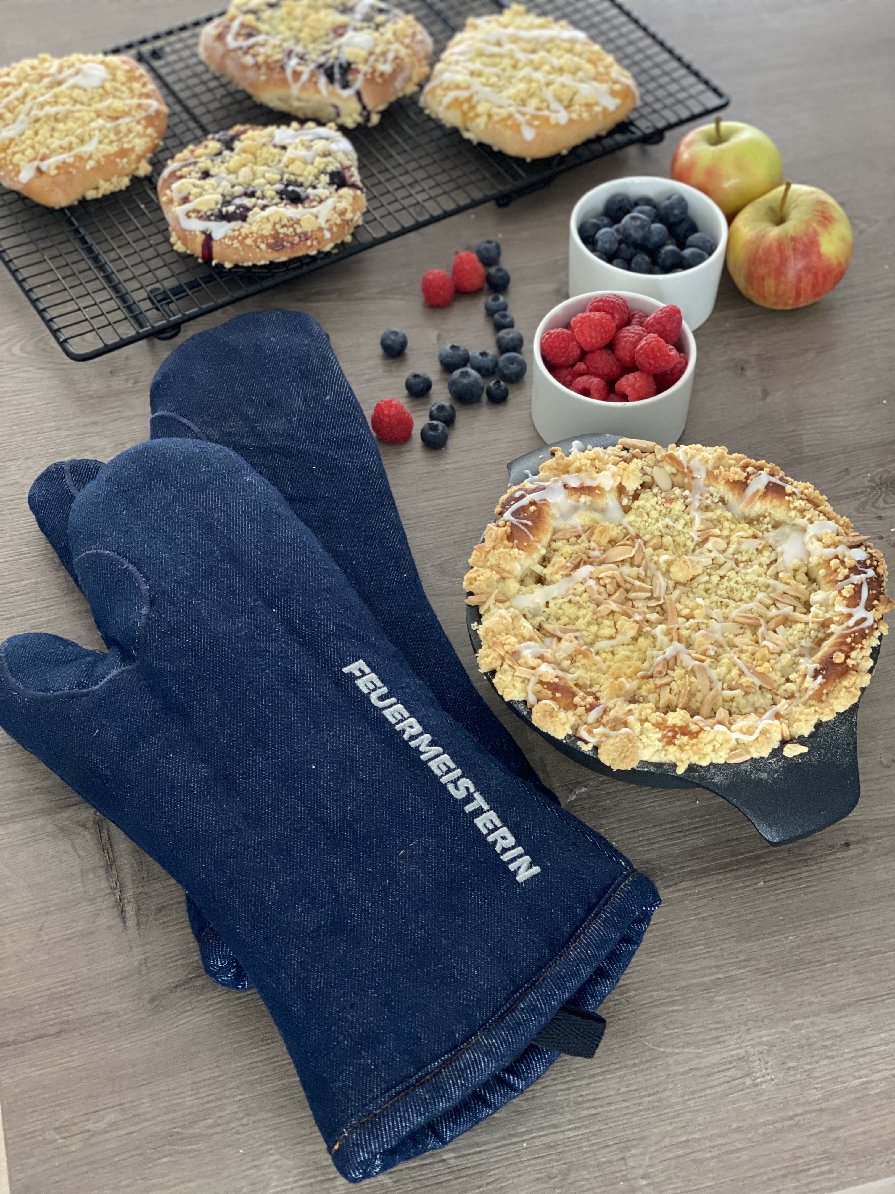 Feuermeisterin® Ofenhandschuhe | Jeansfauster | blau/Denim