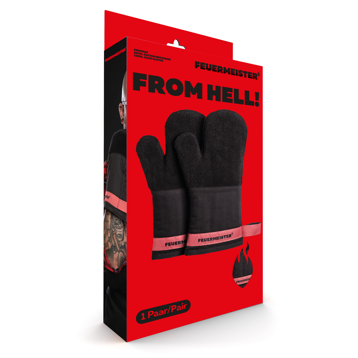Ofenhandschuhe, Koch- und Topfhandschuhe FEUERMEISTER® Premium, schwarz