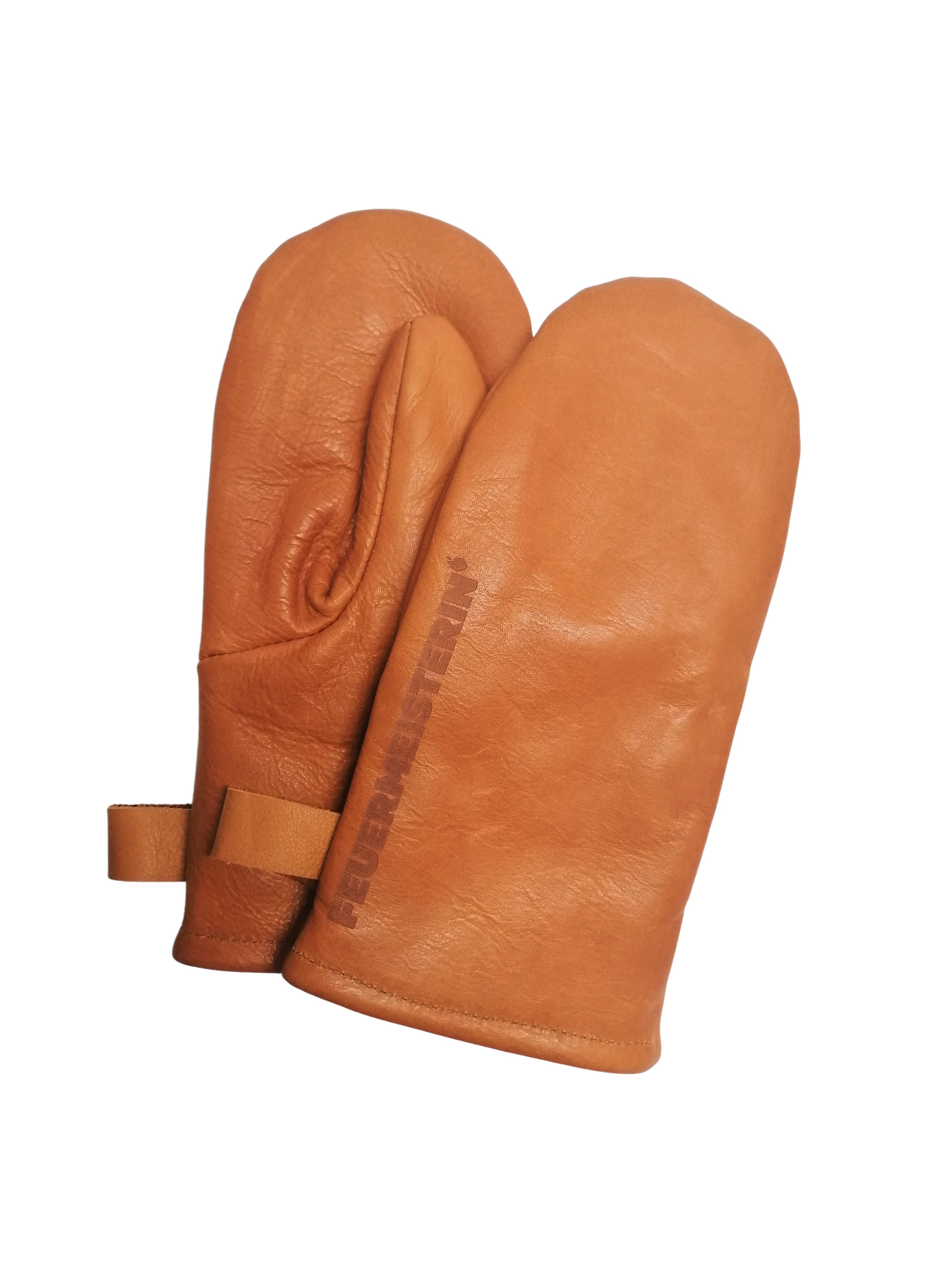 Feuermeisterin® Premium Ofenhandschuh Rindnappaleder "VegiLine cognac