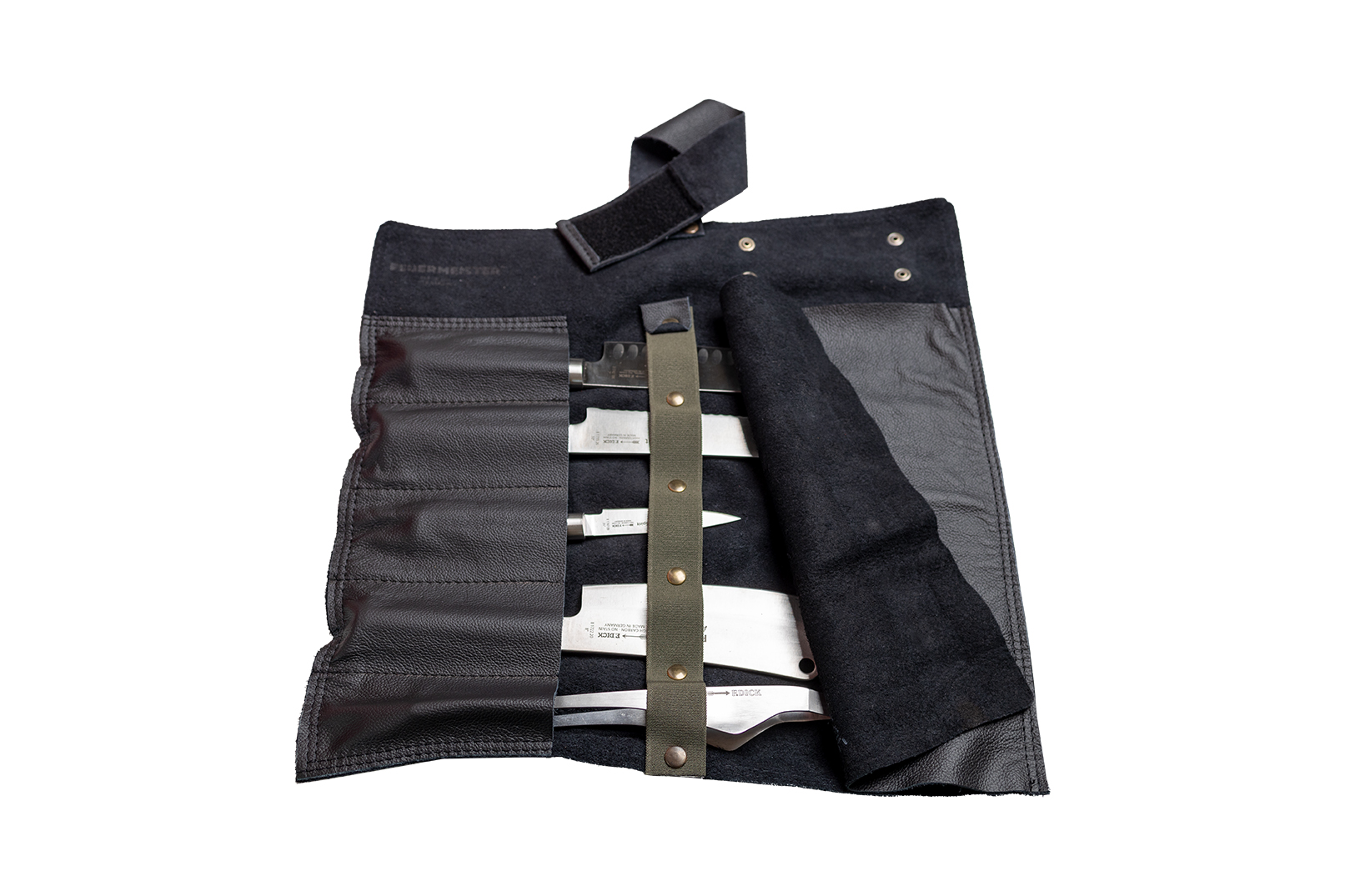 Messertasche mit Klettverschluss | Nappaleder | schwarz