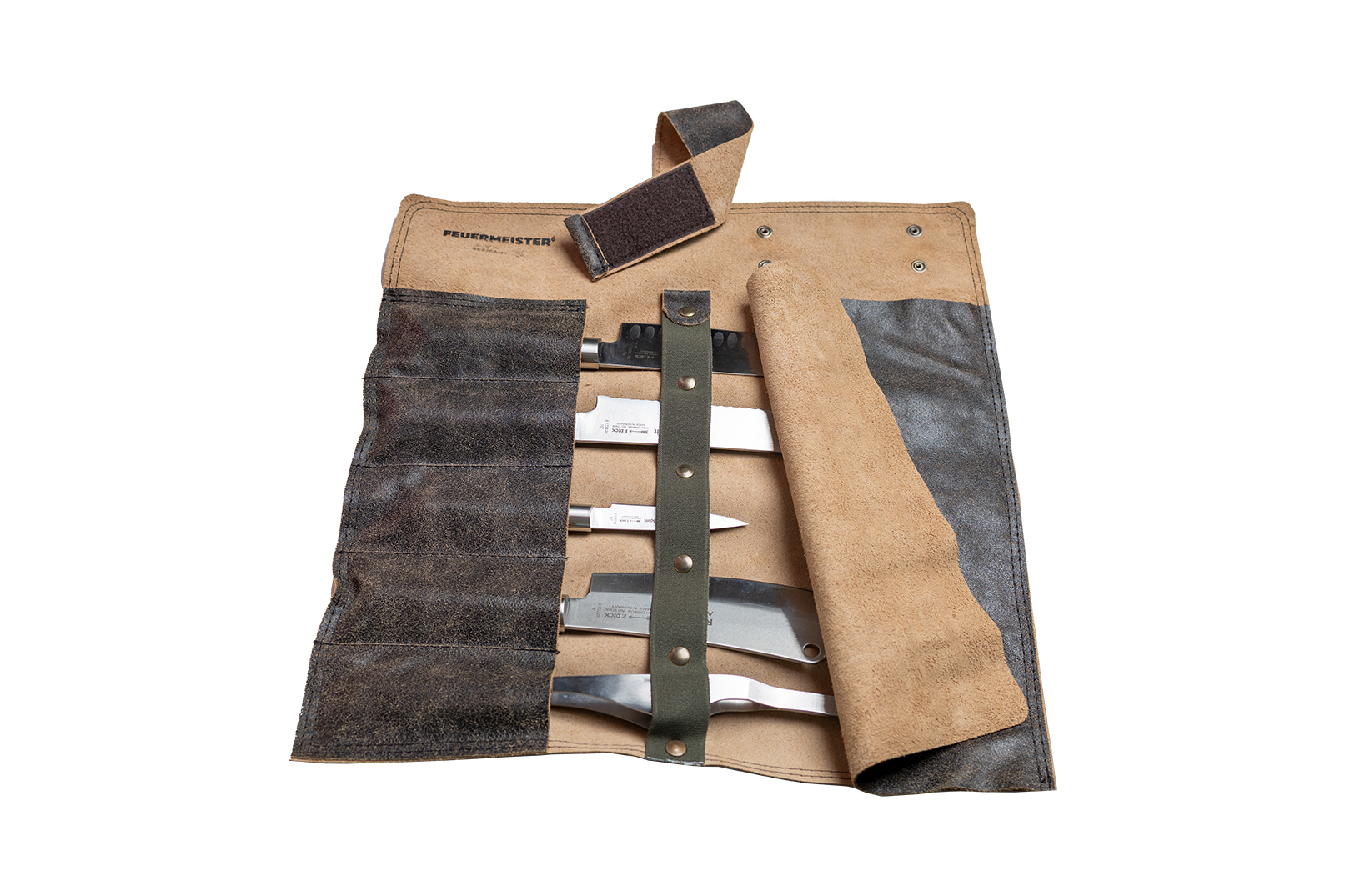 Messertasche mit Klettverschluss | Antikleder | anthrazit 