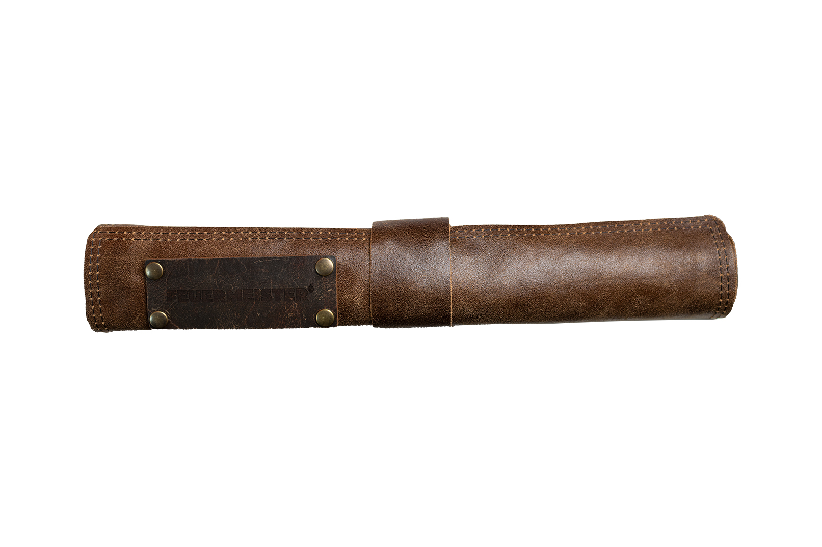 Messertasche mit Klettverschluss | Antikleder | cognac