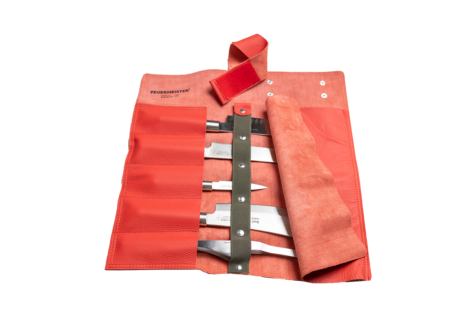 Messertasche mit Klettverschluss | Nappaleder | rot